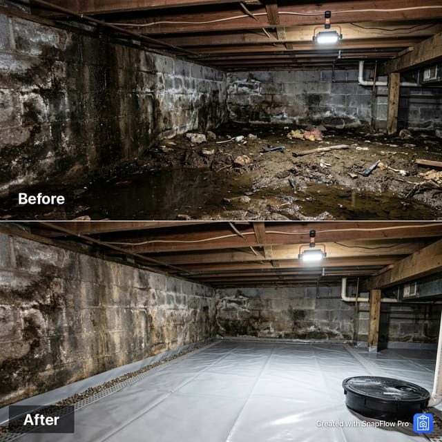 Example Before and After composite for a crawlspace project