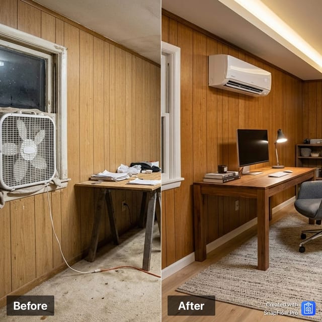 Example Before and After composite photo report for an HVAC service project