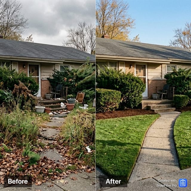 Example Before and After composite photo report for a landscaping project