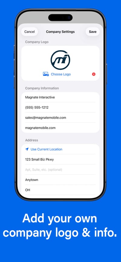 SnapFlow Pro screenshot showing custom branding with company logo