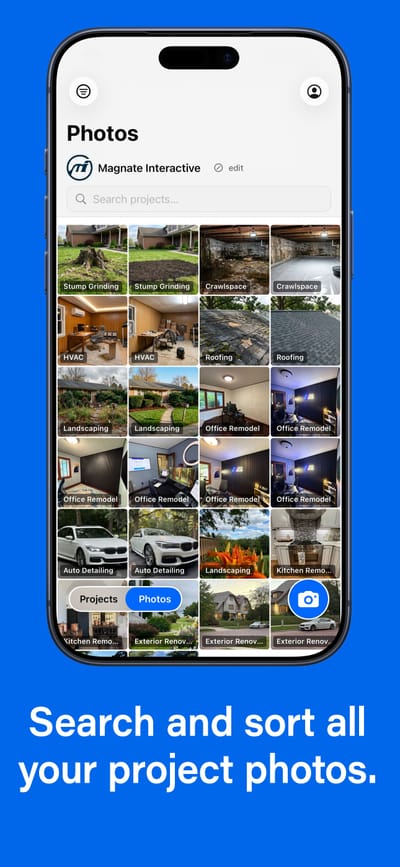 SnapFlow Pro screenshot showing search and sort functionality
